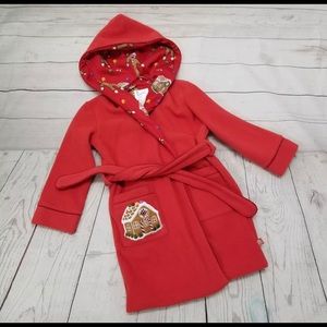Nick & Nora red hooded robe with gingerbread man